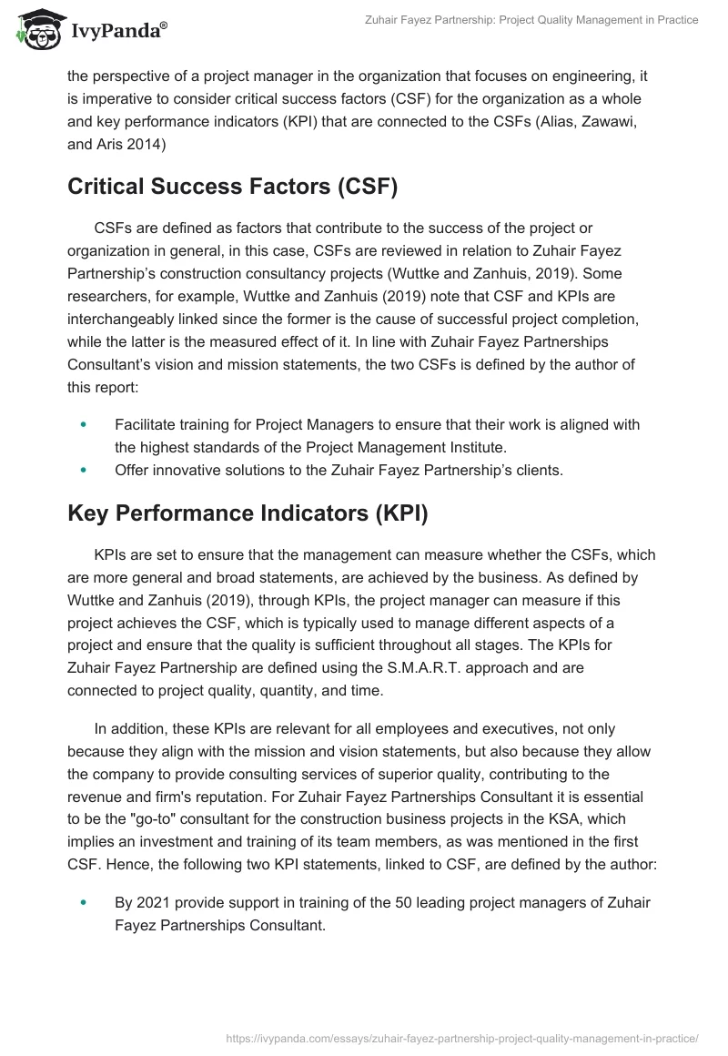 Zuhair Fayez Partnership: Project Quality Management in Practice. Page 2