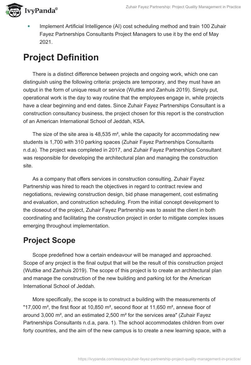 Zuhair Fayez Partnership: Project Quality Management in Practice. Page 3