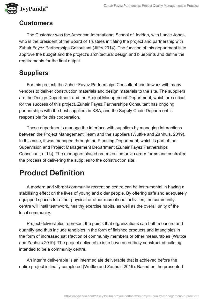 Zuhair Fayez Partnership: Project Quality Management in Practice. Page 5