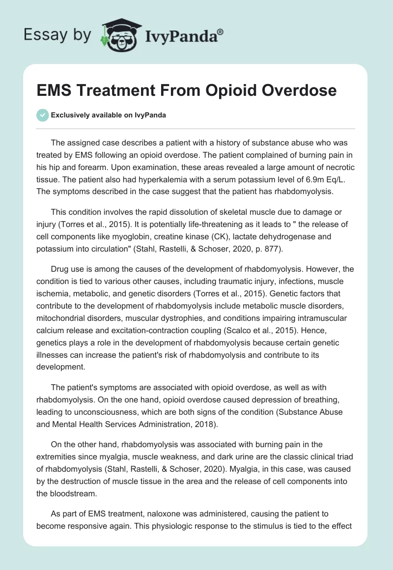 EMS Treatment From Opioid Overdose. Page 1