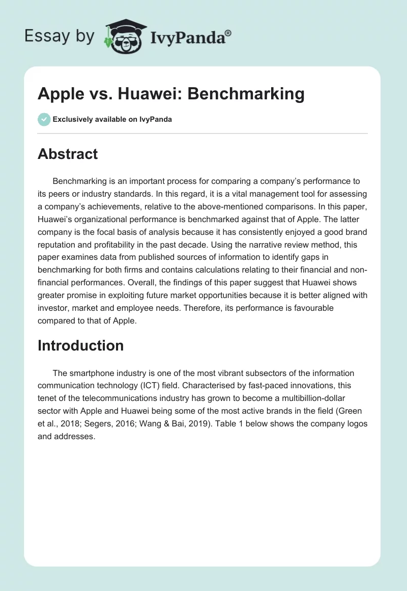 Apple vs. Huawei: Benchmarking. Page 1