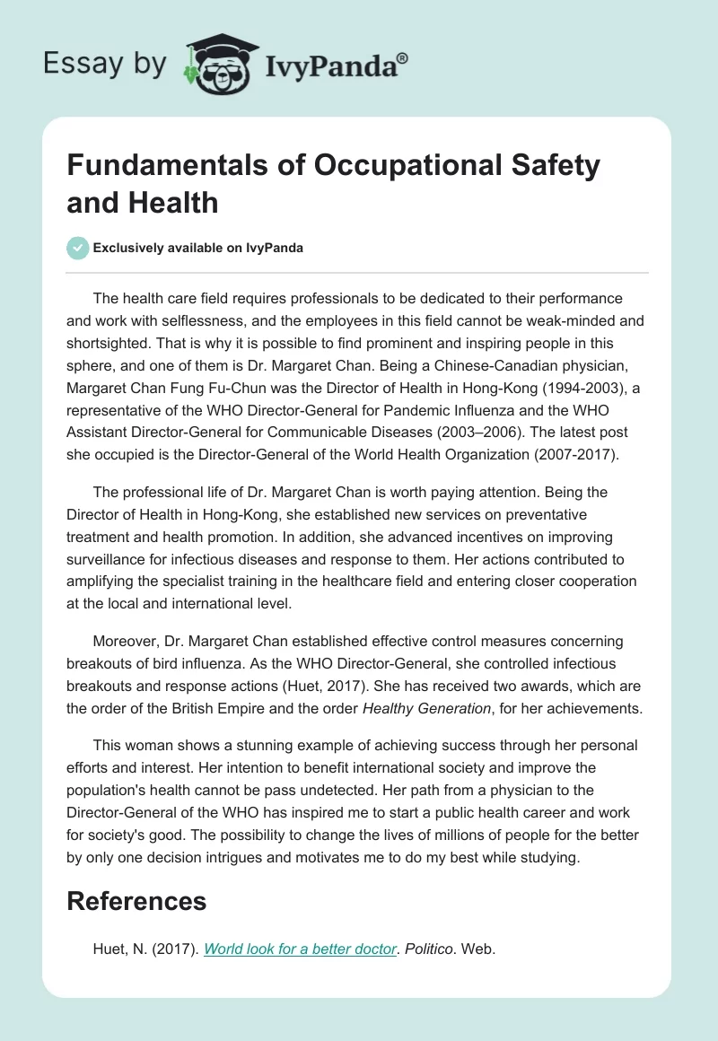 occupational safety and health essay