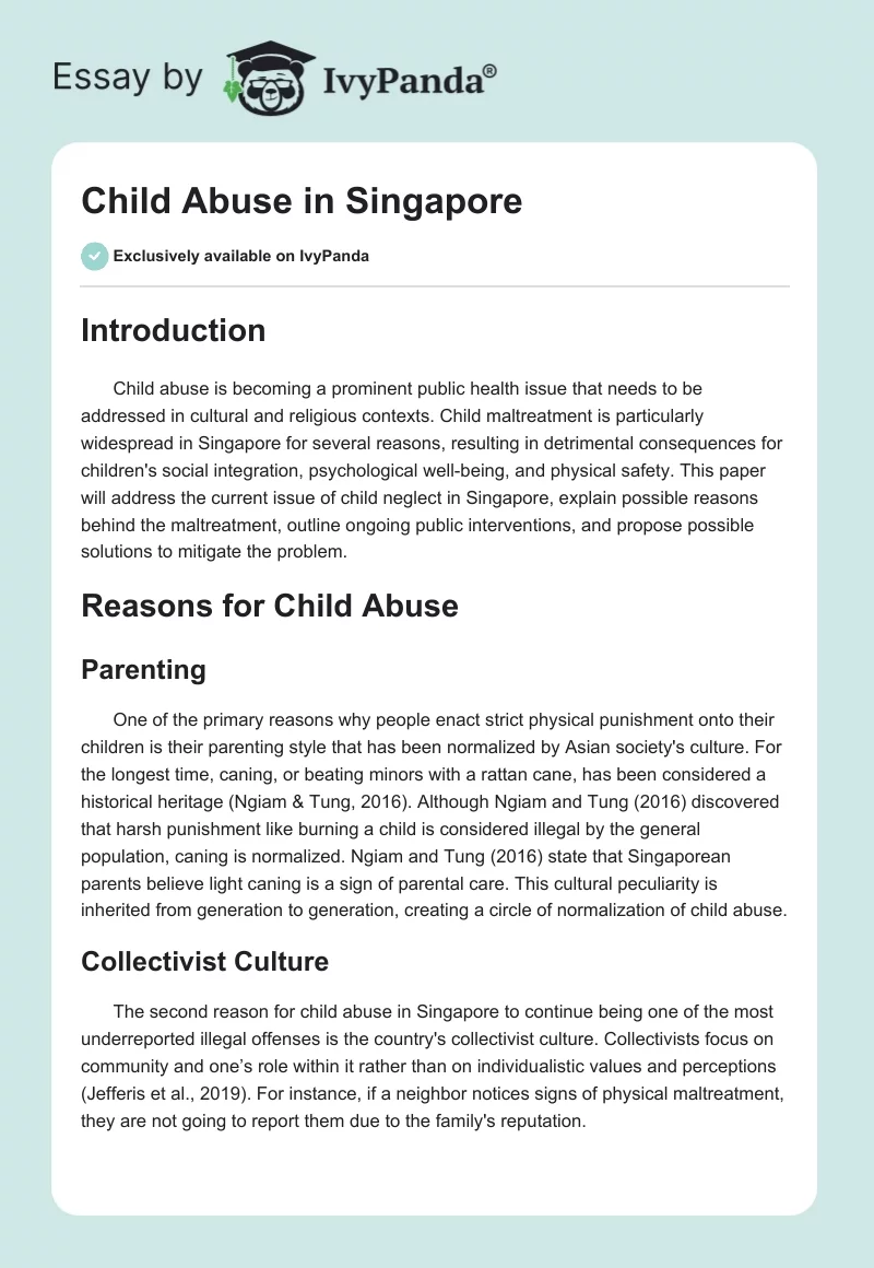 Child Abuse in Singapore. Page 1