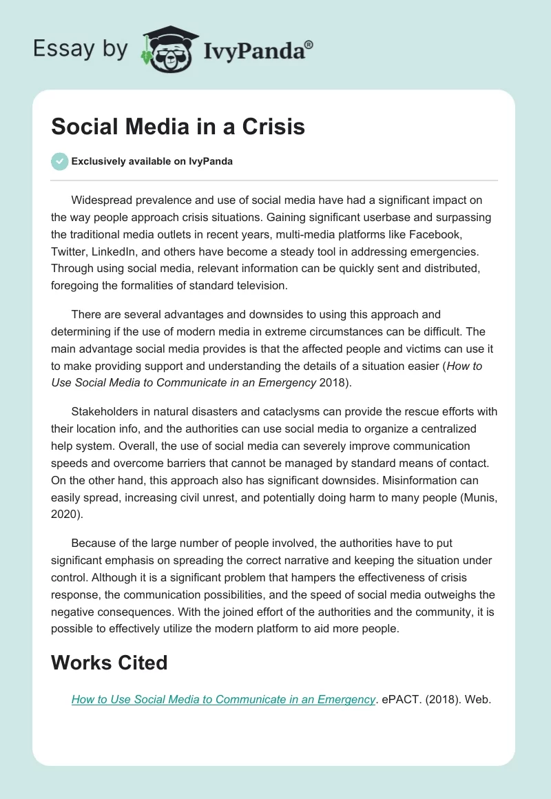 Social Media in a Crisis. Page 1