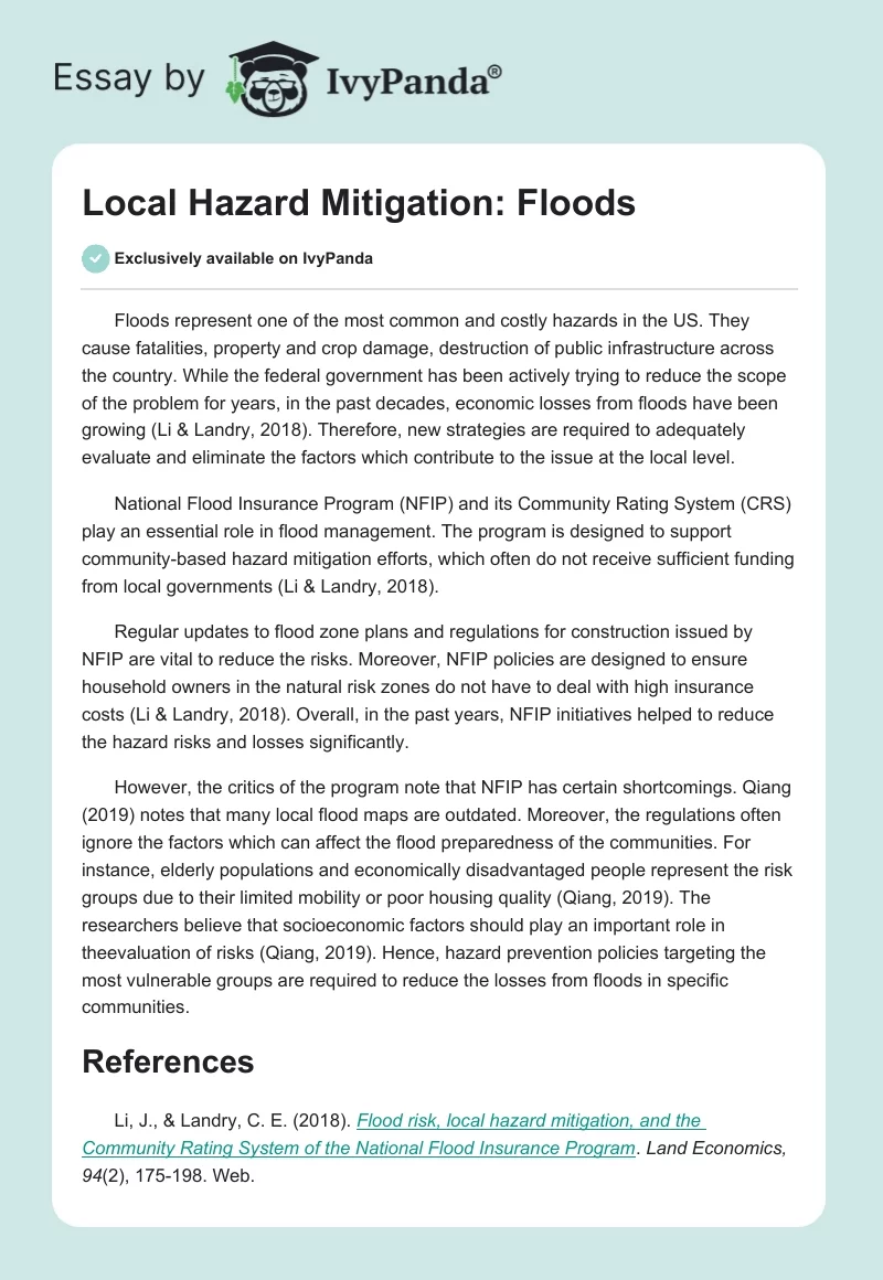 Local Hazard Mitigation: Floods. Page 1