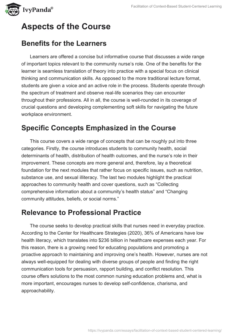 Facilitation of Context-Based Student-Centered Learning. Page 4