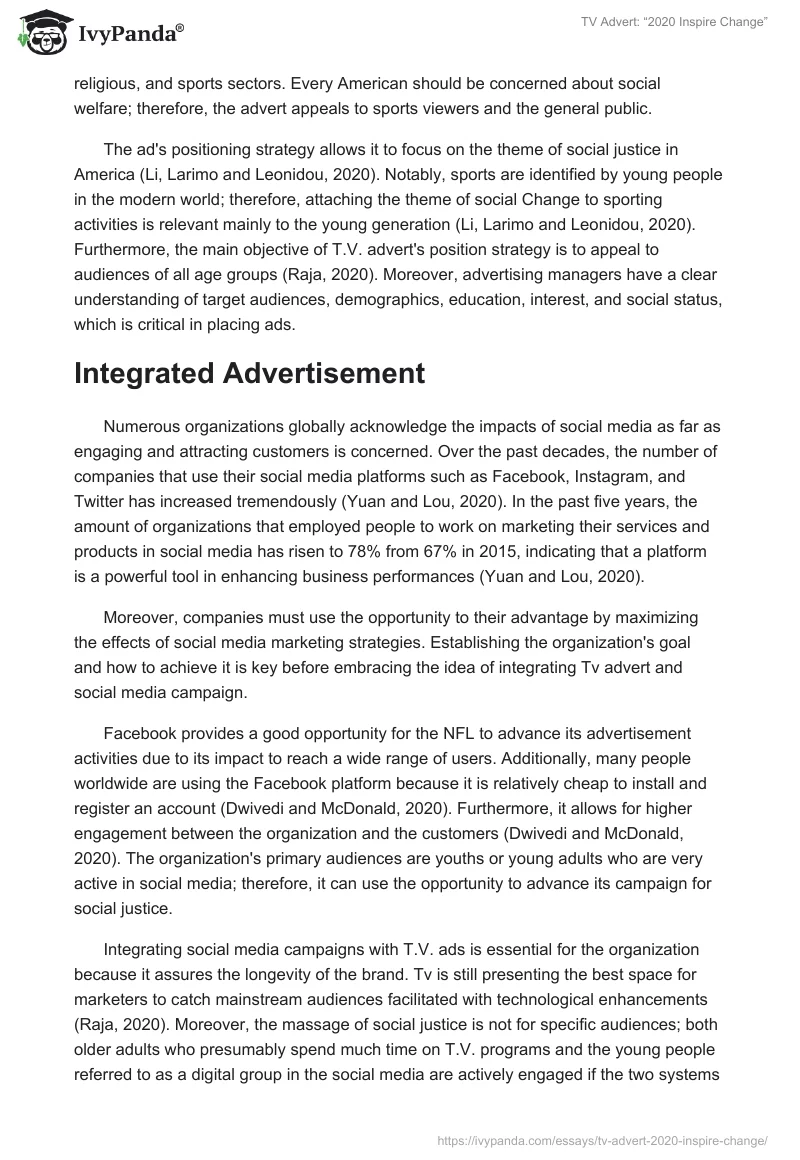 TV Advert: “2020 Inspire Change”. Page 3