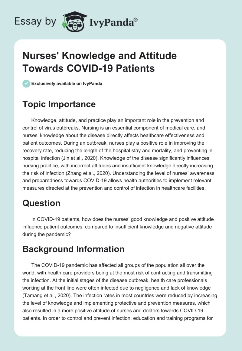 Nurses' Knowledge and Attitude Towards COVID-19 Patients. Page 1