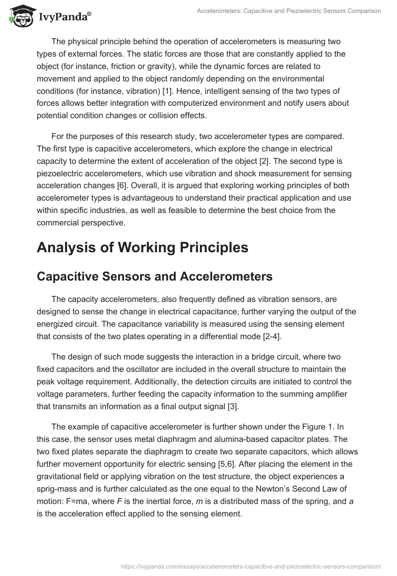 Accelerometers: Capacitive and Piezoelectric Sensors Comparison. Page 2