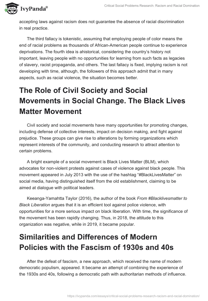 Critical Social Problems Research: Racism and Racial Domination. Page 2