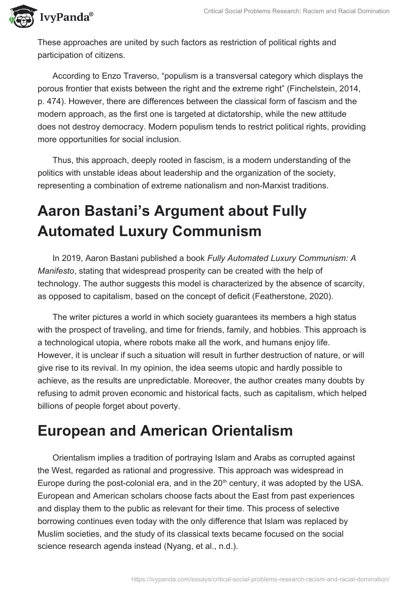 Critical Social Problems Research: Racism and Racial Domination. Page 3