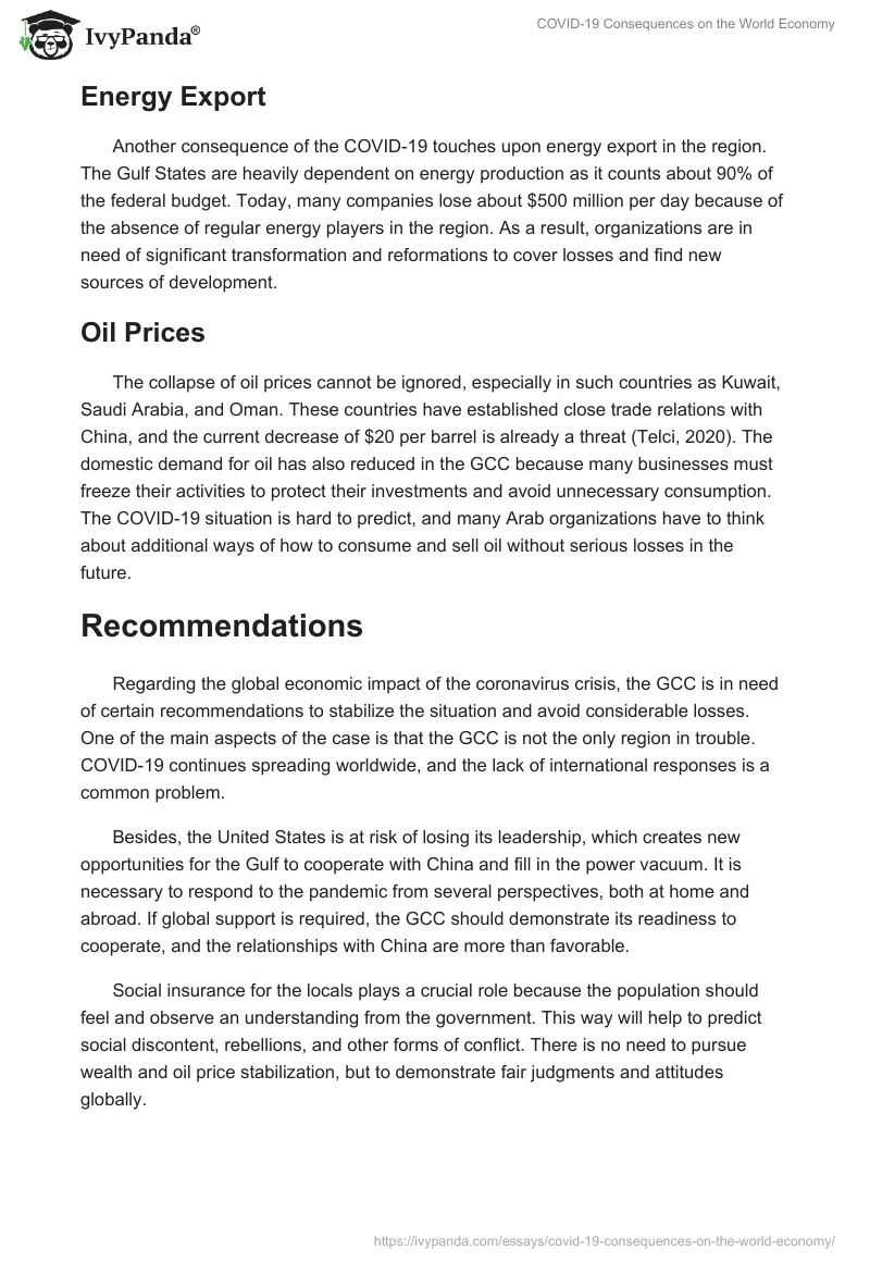 COVID-19 Consequences on the World Economy. Page 2