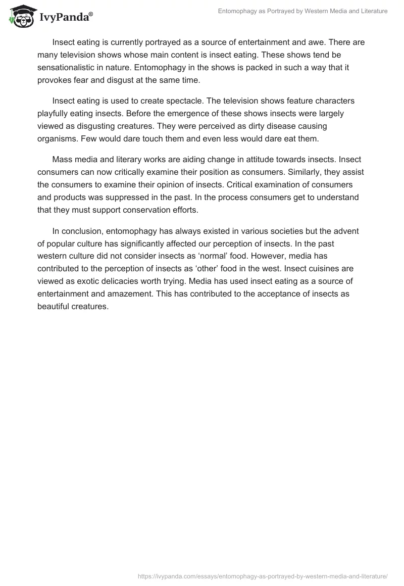 Entomophagy as Portrayed by Western Media and Literature. Page 2