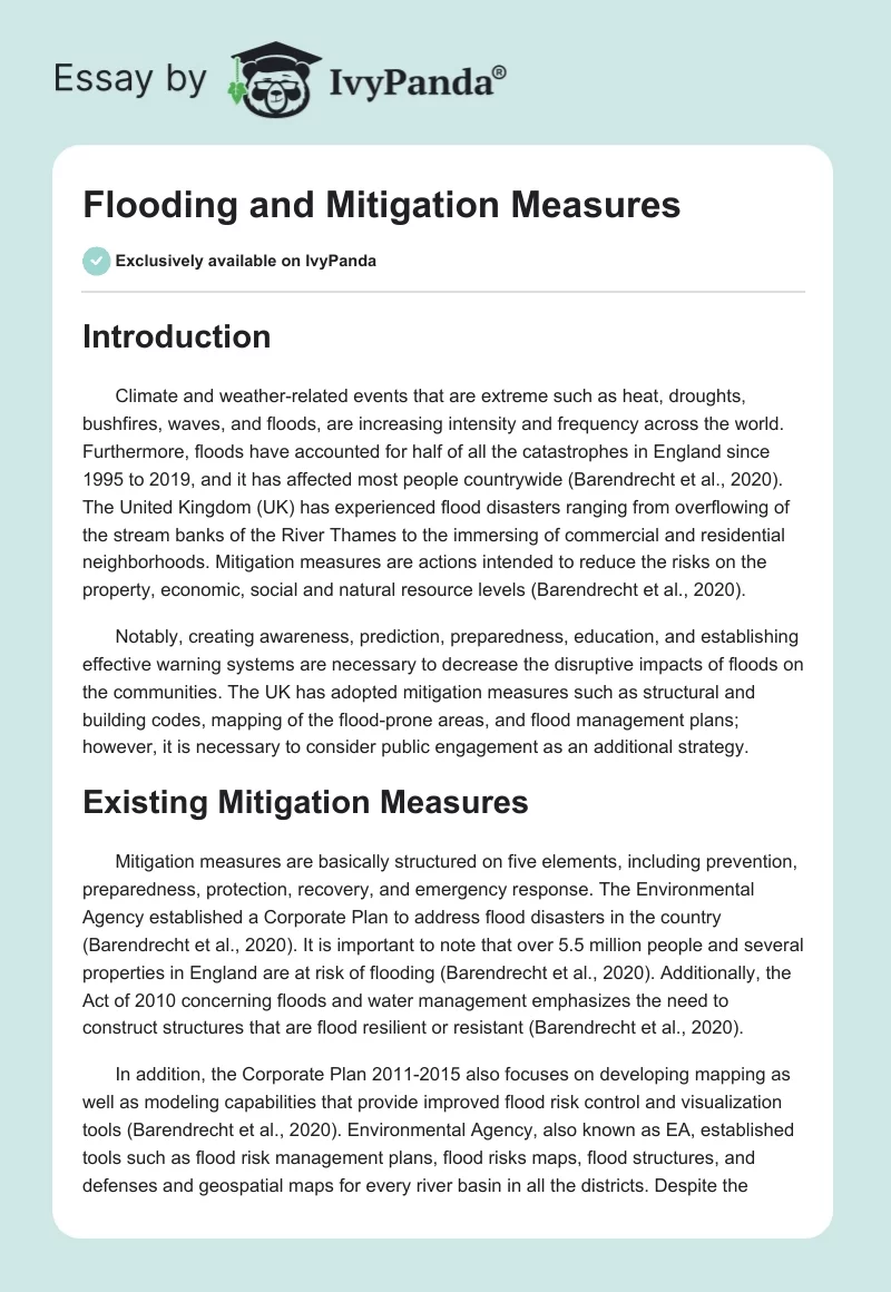 Flooding and Mitigation Measures. Page 1