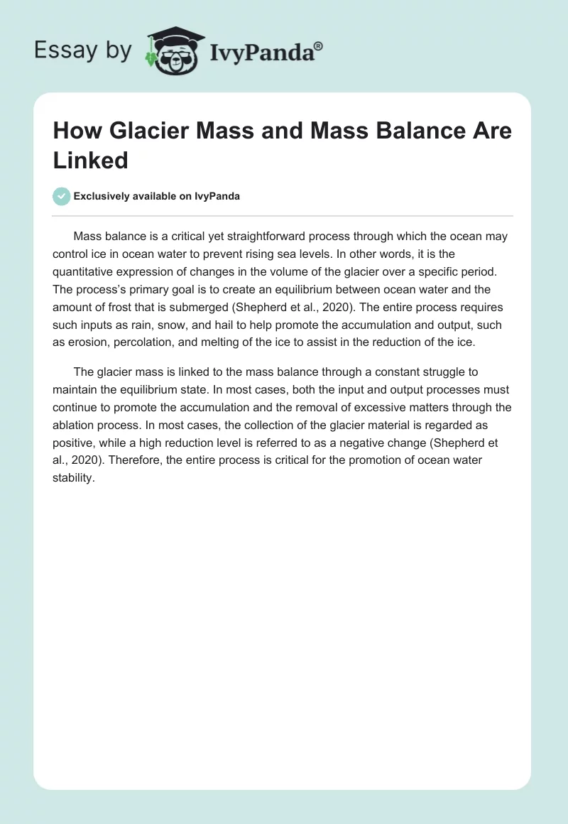 How Glacier Mass and Mass Balance Are Linked. Page 1