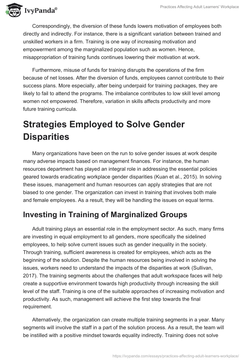 Practices Affecting Adult Learners' Workplace. Page 3