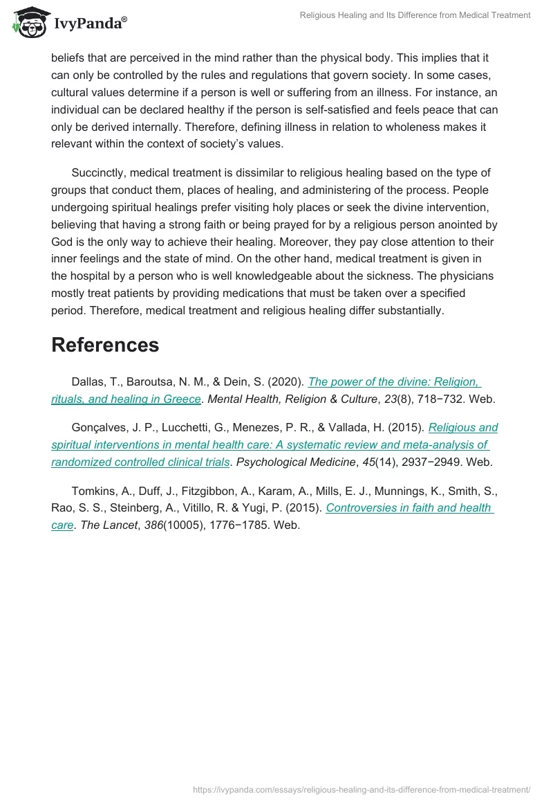 Religious Healing and Its Difference from Medical Treatment. Page 2