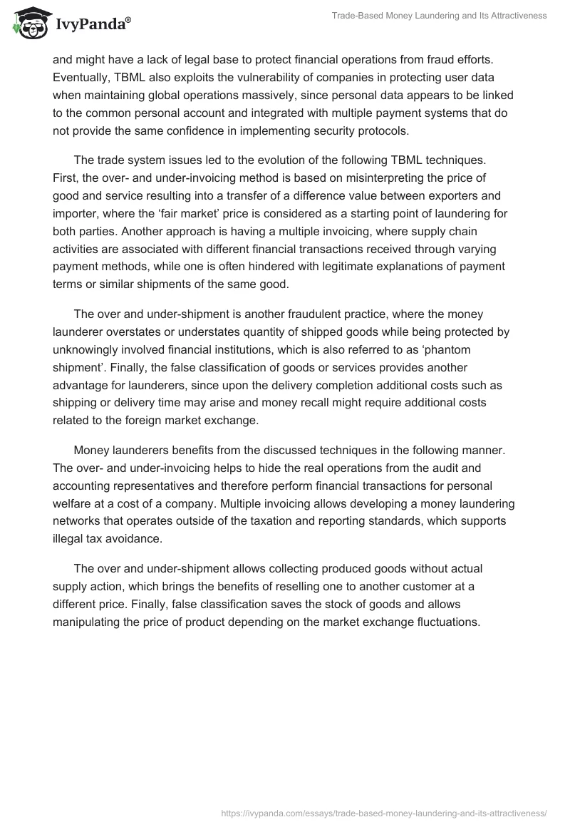 Trade-Based Money Laundering and Its Attractiveness. Page 2