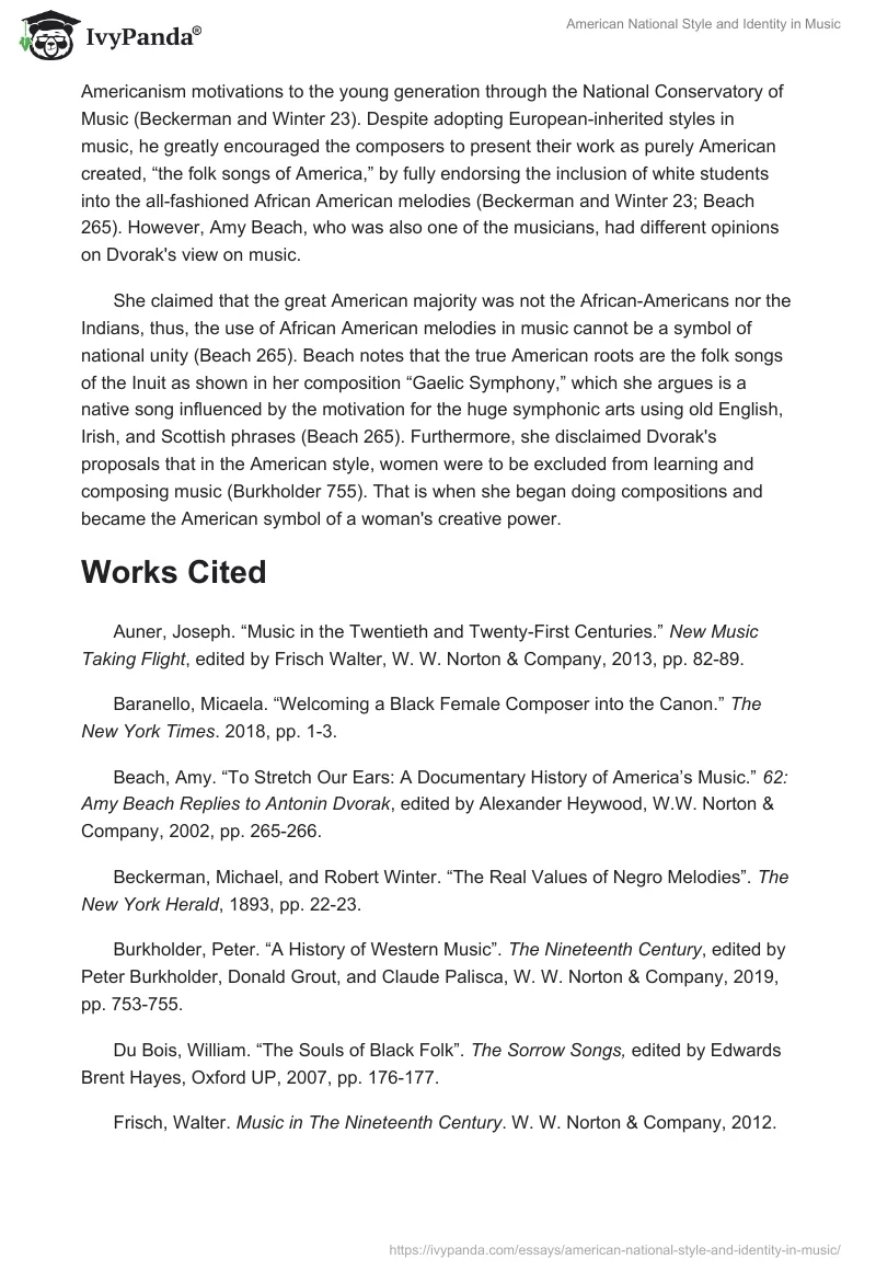 American National Style and Identity in Music. Page 2