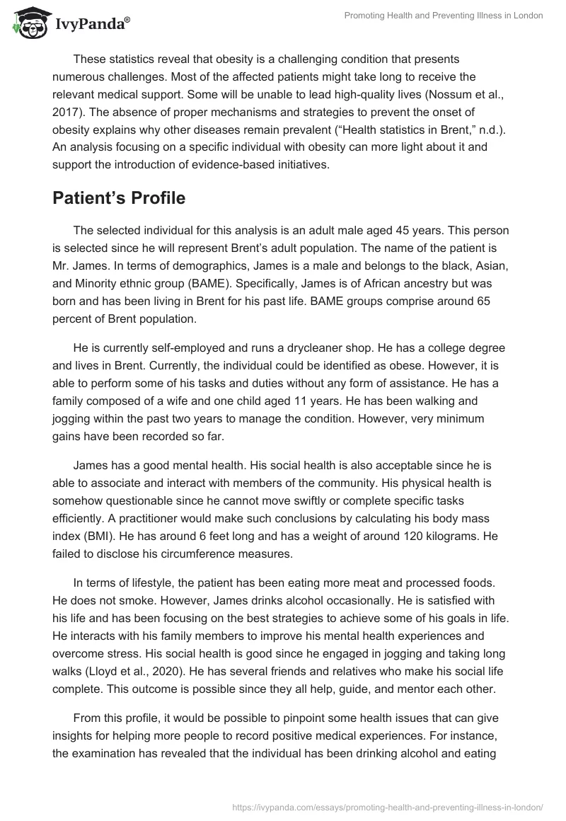 Promoting Health and Preventing Illness in London. Page 3