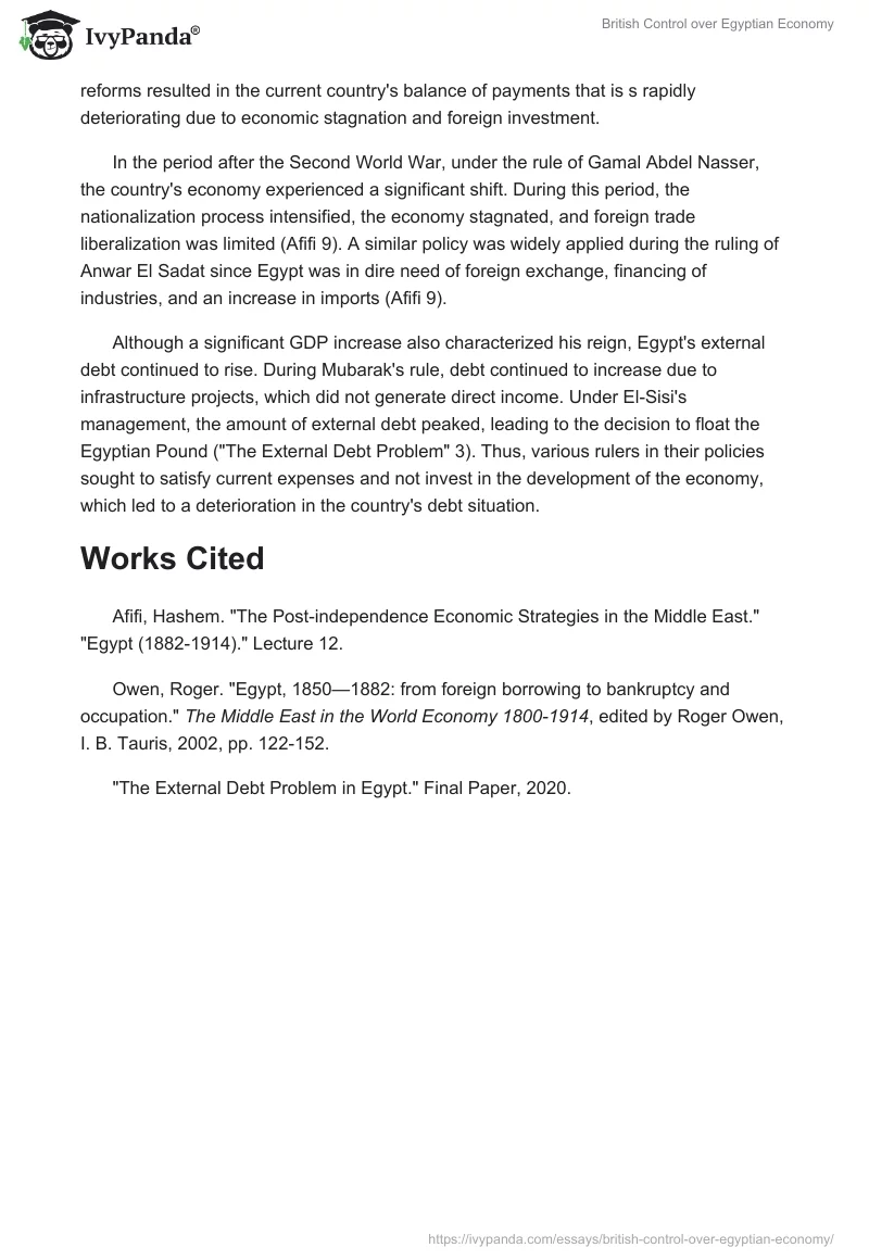 British Control over Egyptian Economy. Page 2