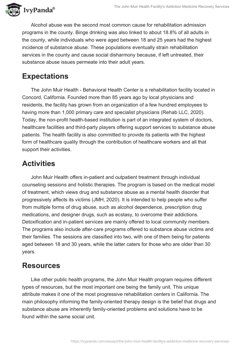 The John Muir Health Facility's Addiction Medicine Recovery Services. Page 3