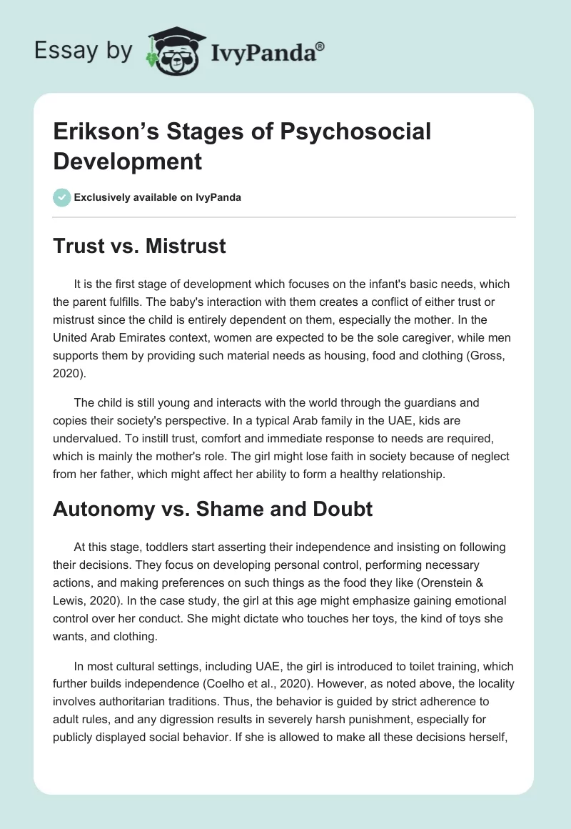 Erikson’s Stages of Psychosocial Development. Page 1