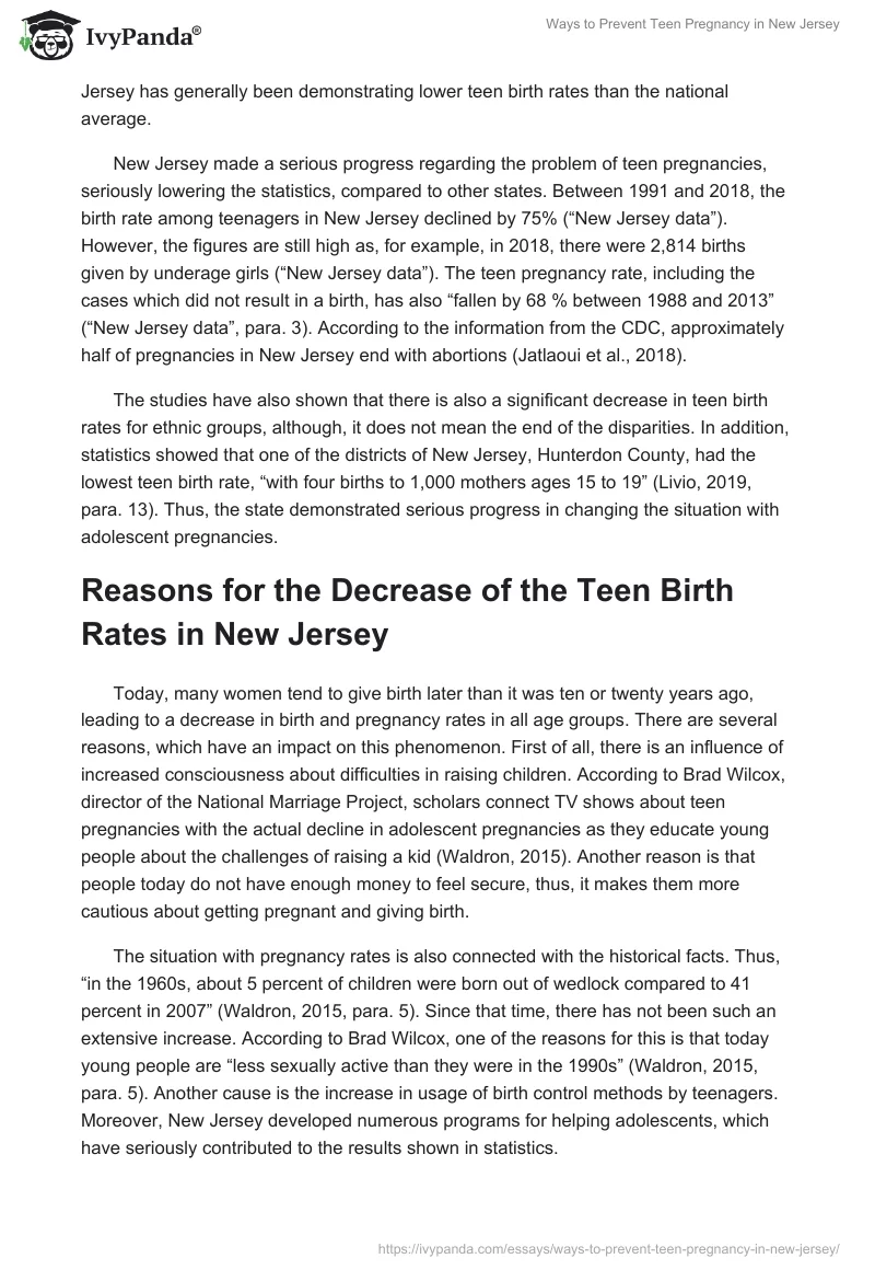 Ways to Prevent Teen Pregnancy in New Jersey. Page 2