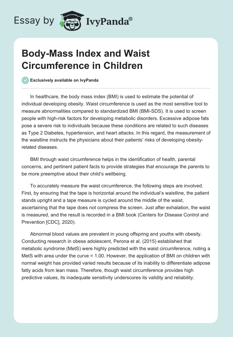 Body-Mass Index and Waist Circumference in Children. Page 1