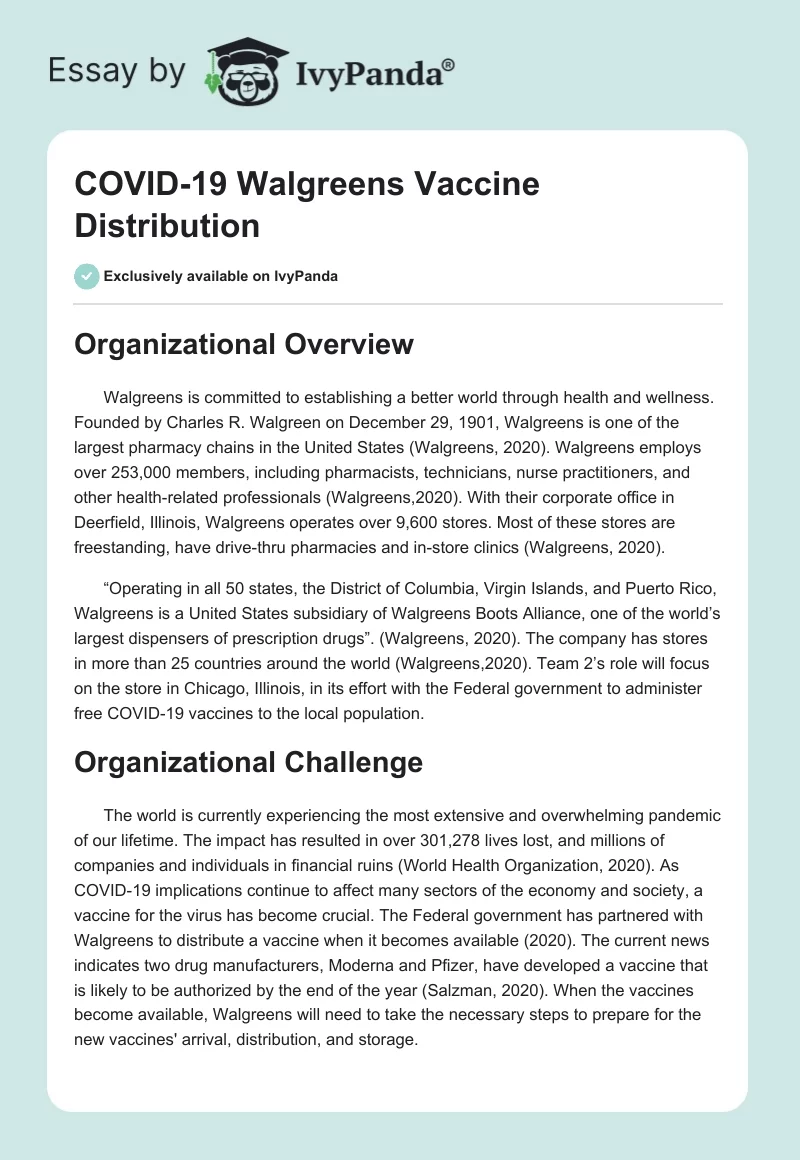 COVID-19 Walgreens Vaccine Distribution. Page 1