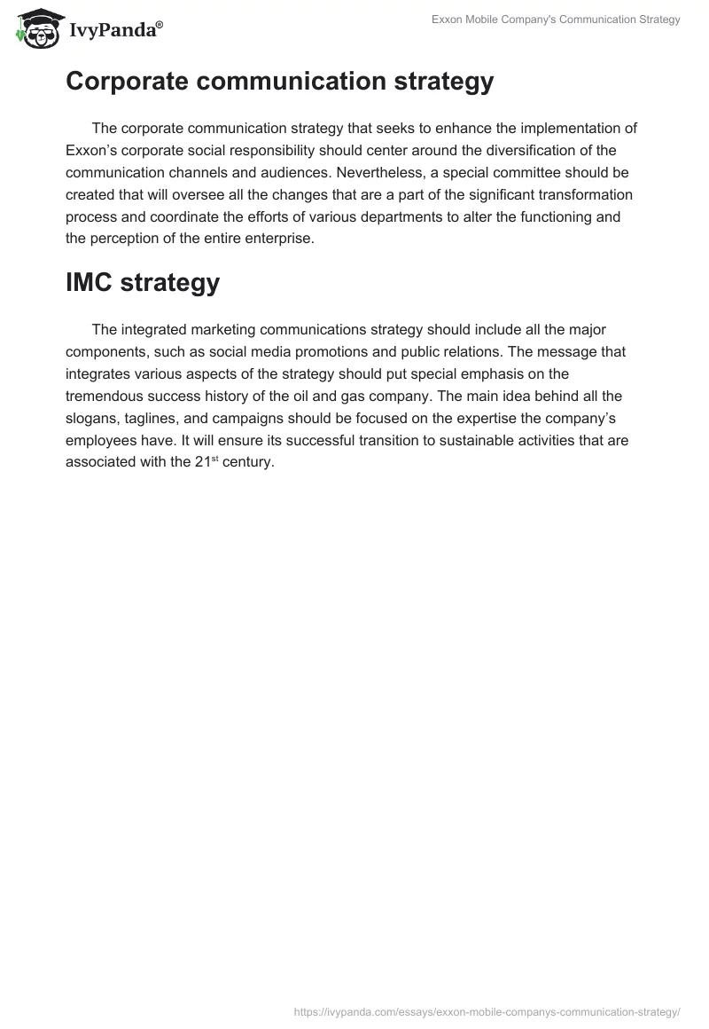 Exxon Mobile Company's Communication Strategy. Page 2