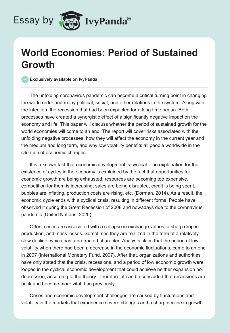 World Economies: Period of Sustained Growth. Page 1