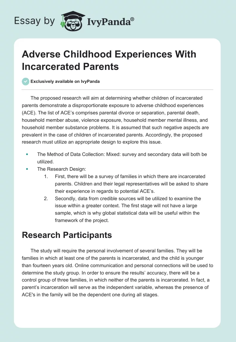 Adverse Childhood Experiences With Incarcerated Parents. Page 1