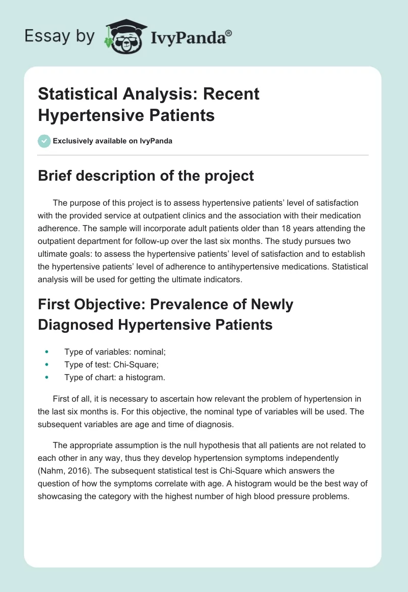 Statistical Analysis: Recent Hypertensive Patients. Page 1