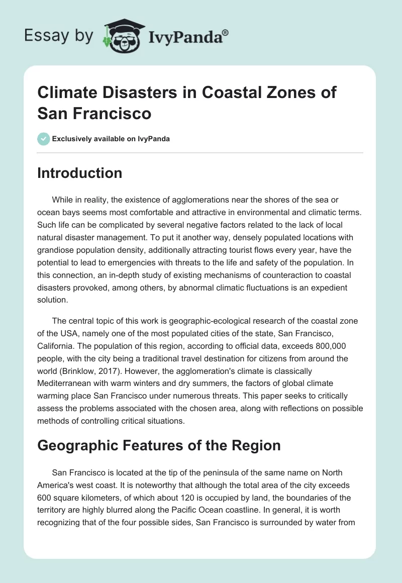 Climate Disasters in Coastal Zones of San Francisco. Page 1