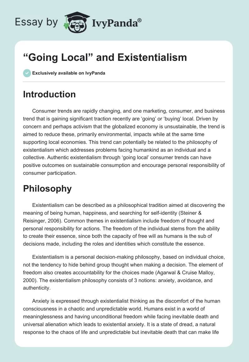 “Going Local” and Existentialism. Page 1