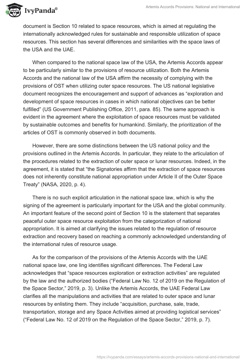 Artemis Accords Provisions: National and International. Page 2