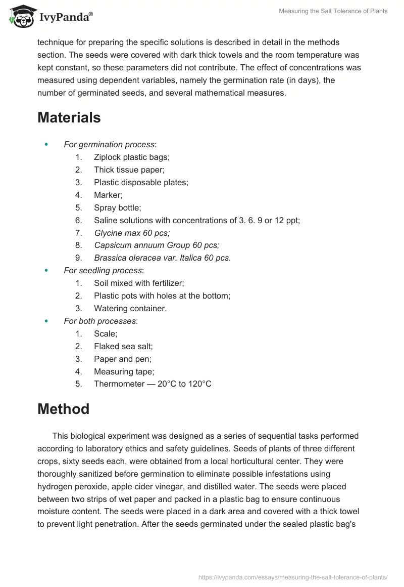 Measuring the Salt Tolerance of Plants. Page 4