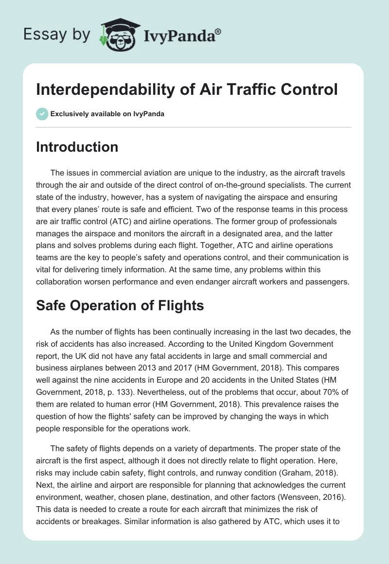 Interdependability of Air Traffic Control. Page 1