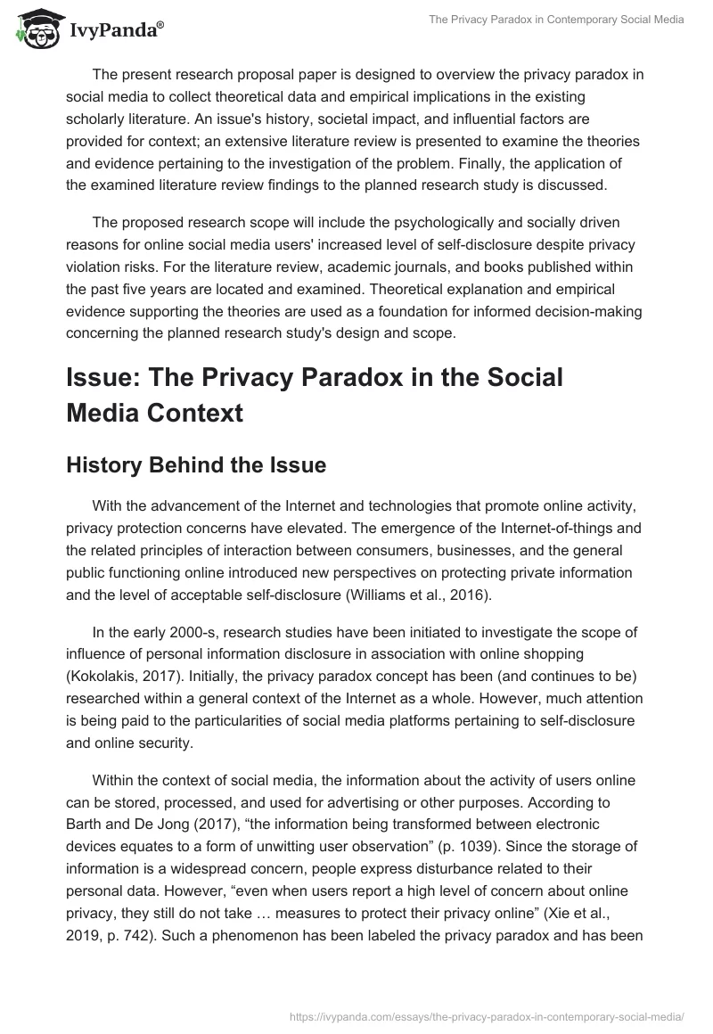 The Privacy Paradox in Contemporary Social Media. Page 2