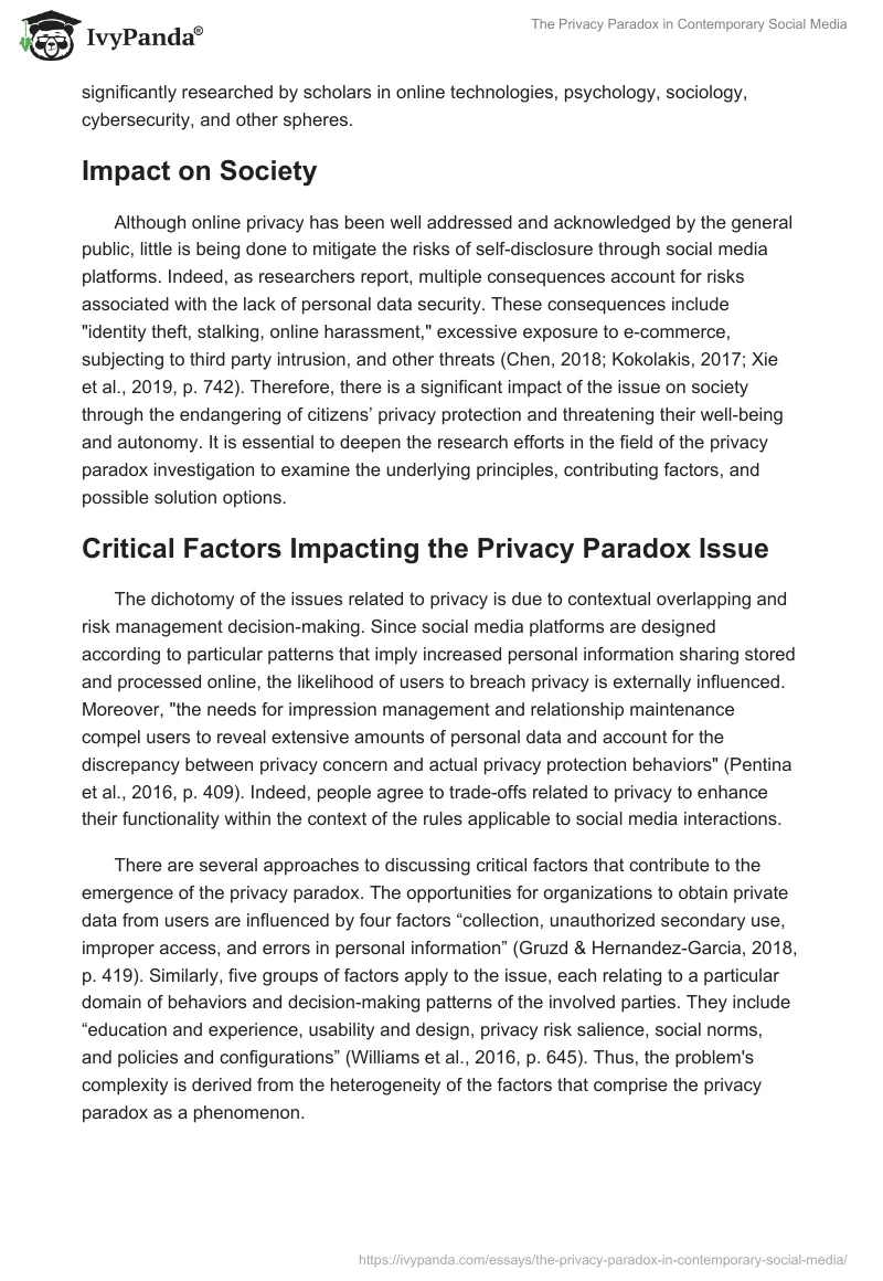 The Privacy Paradox in Contemporary Social Media. Page 3