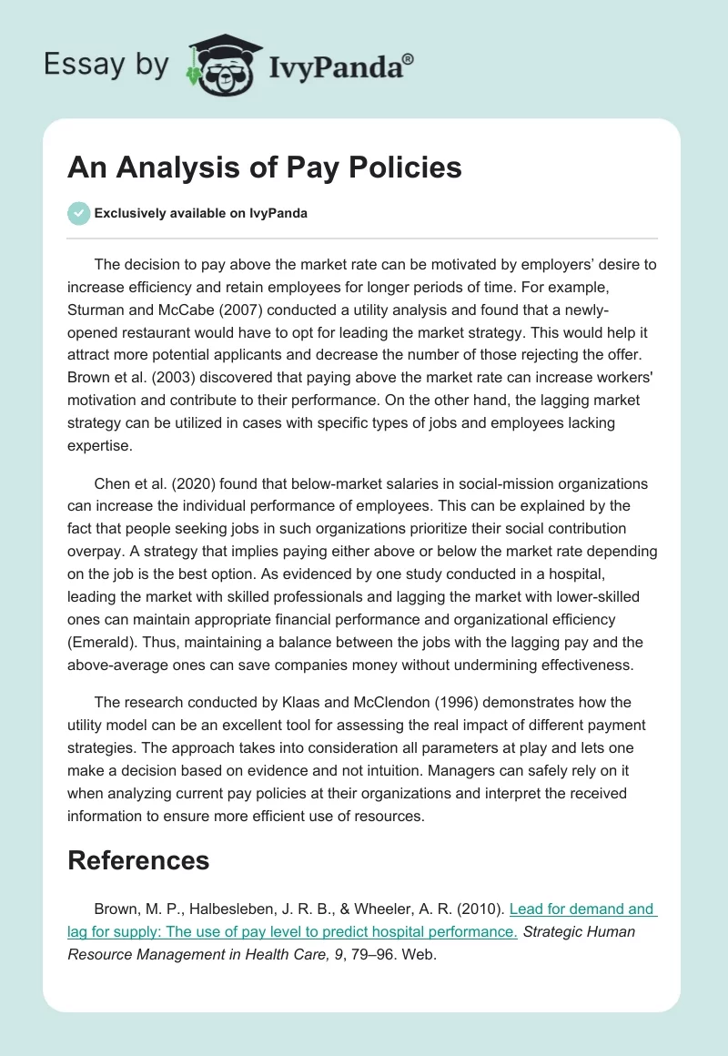 An Analysis of Pay Policies. Page 1