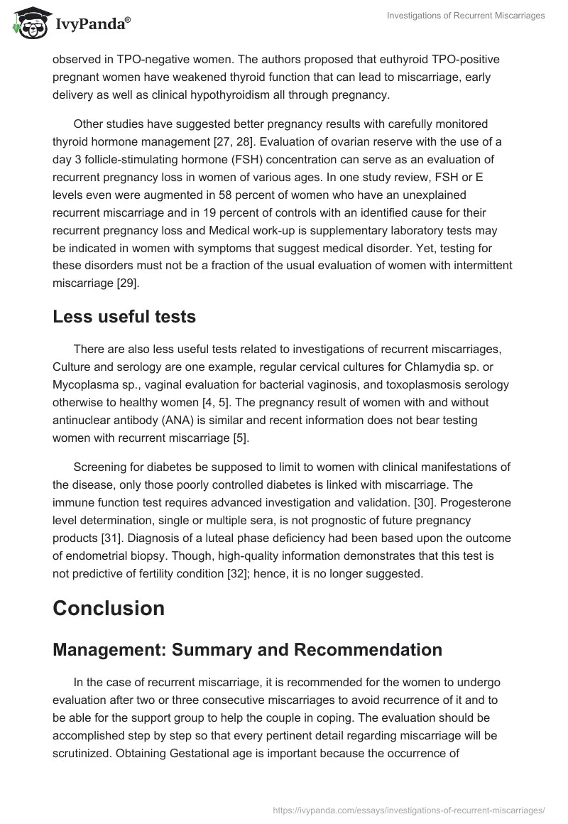 Investigations of Recurrent Miscarriages. Page 4