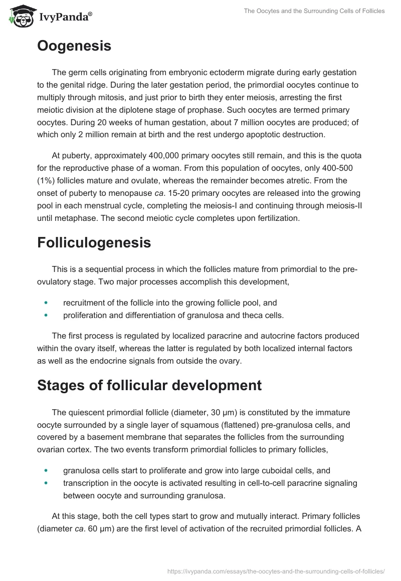 The Oocytes and the Surrounding Cells of Follicles. Page 2