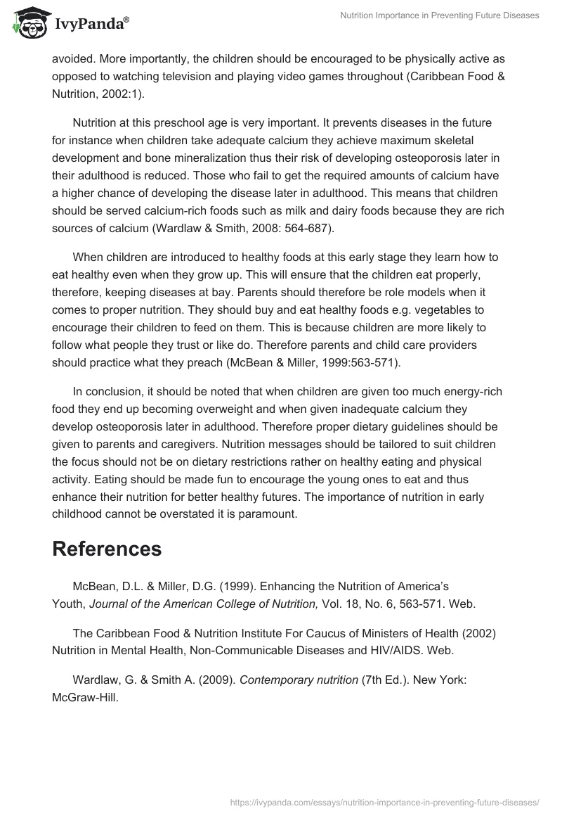Nutrition Importance in Preventing Future Diseases. Page 2