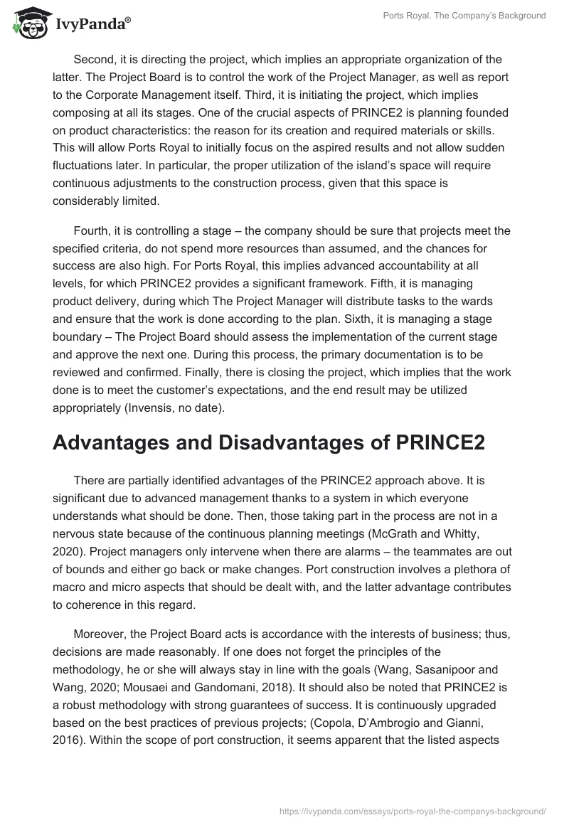Ports Royal. The Company’s Background. Page 2