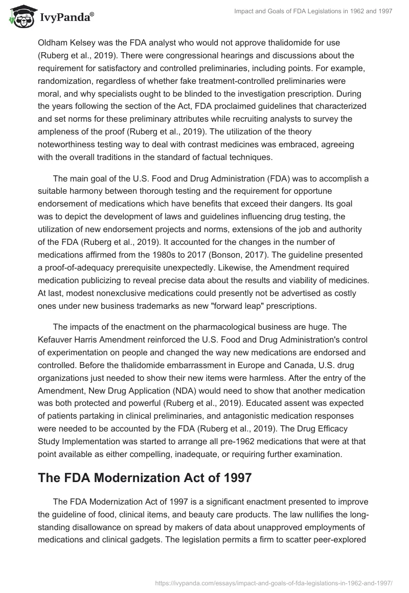 Impact and Goals of FDA Legislations in 1962 and 1997. Page 2