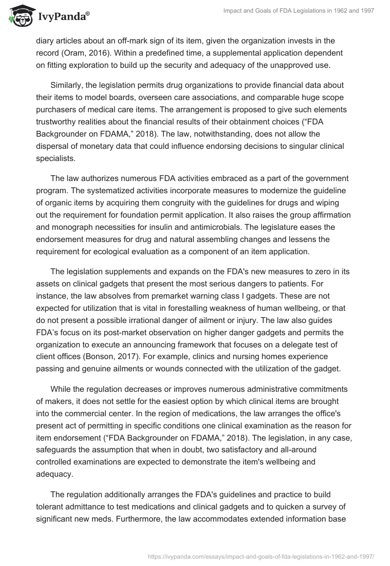 Impact and Goals of FDA Legislations in 1962 and 1997. Page 3
