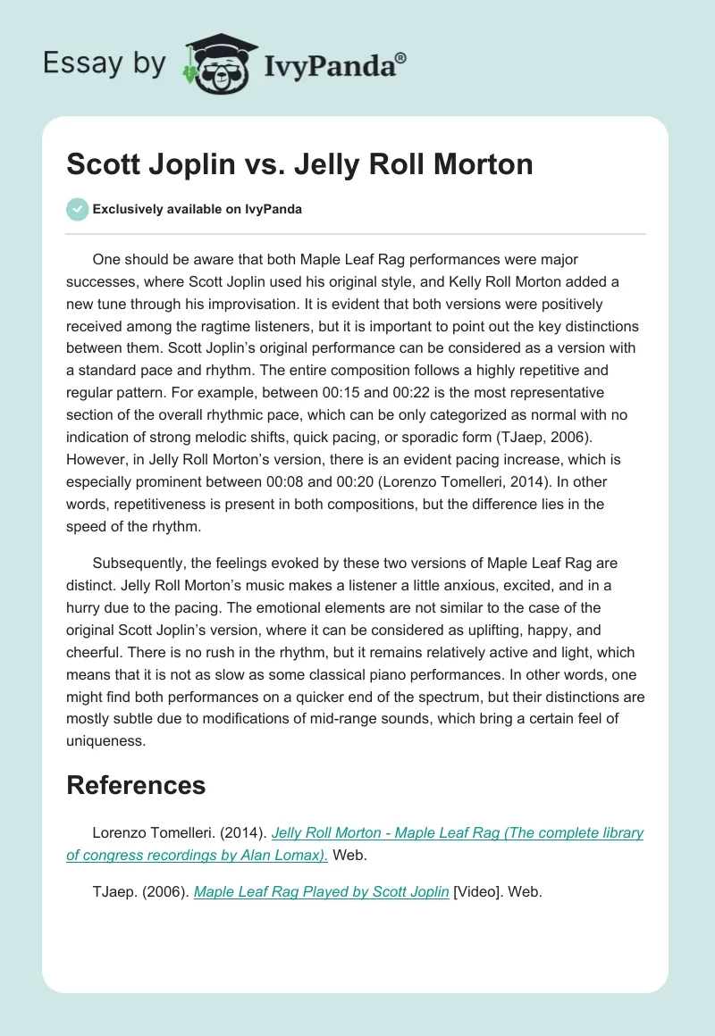 Scott Joplin vs. Jelly Roll Morton. Page 1