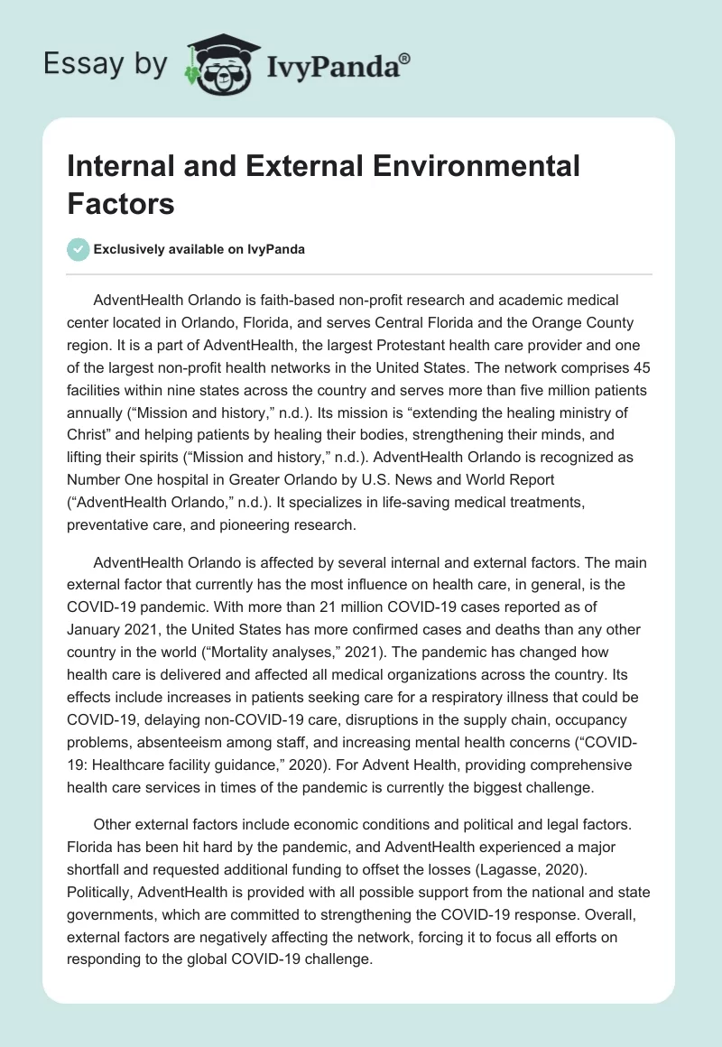 Internal and External Environmental Factors. Page 1